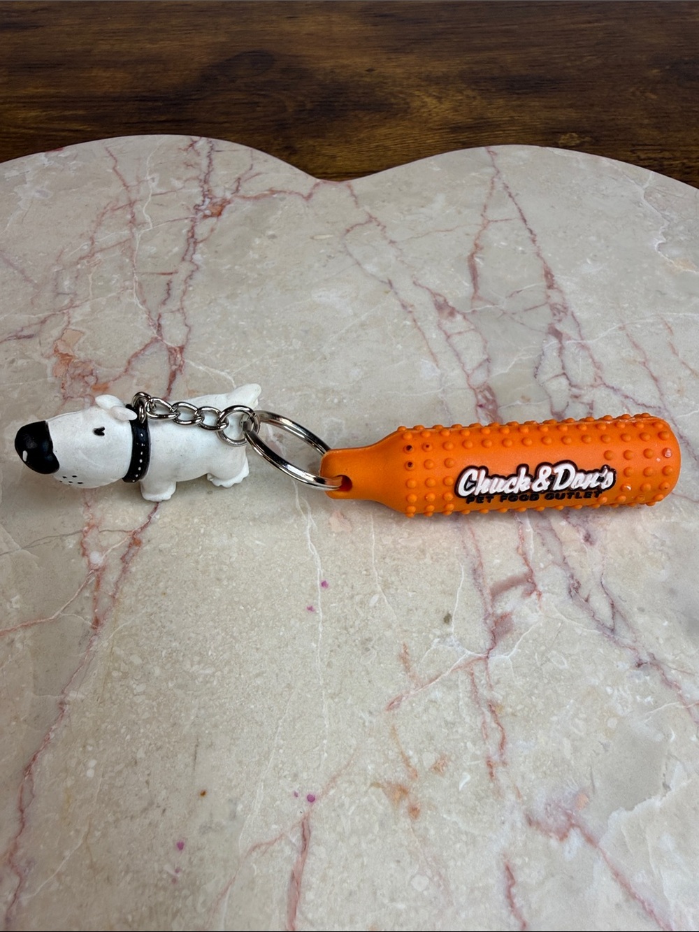 Orange Textured Dog Toy Keyring